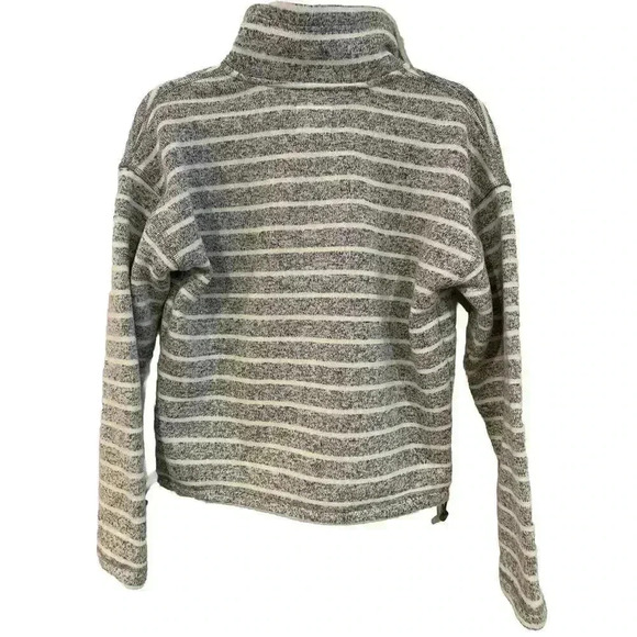 Thread & Supply Navy Cream Stripe Sweater Pullover Quarter Zip Ladies Small - Picture 2 of 6